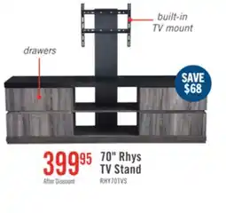 The Brick Rhys 70 Modern TV Stand with Mount, Storage and Cable Management for TVs up to 80- Distressed Grey offer