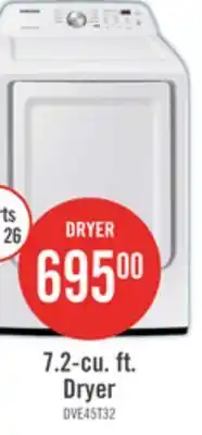 The Brick Samsung 7.4 Cu. Ft. Electric Dryer - White - DVE45T3200W/AC offer