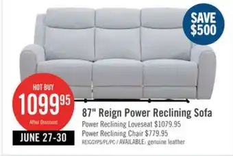 The Brick Reign 87 Fabric Power Reclining Sofa with USB Ports - Bronco Stone Grey offer