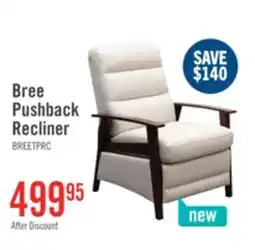 The Brick Bree 28.5 Linen-Look Fabric Pushback Reclining Accent Chair with Wood Armrests and Legs - Beige offer