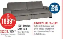 The Brick Stratus 108 Faux Fur Fabric Full-Size Sofa Bed with Power Sliding - Fog Grey offer