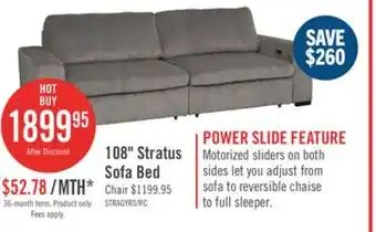 The Brick Stratus 108 Faux Fur Fabric Full-Size Sofa Bed with Power Sliding - Fog Grey offer