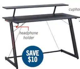 The Brick Sparta 48 Gaming Office Desk with Raised Monitor Shelf - Black with Red Accents offer