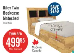 The Brick Riley Mates Bed with Bookcase Headboard Set for Kids, Made in Canada, Natural - Twin Size offer