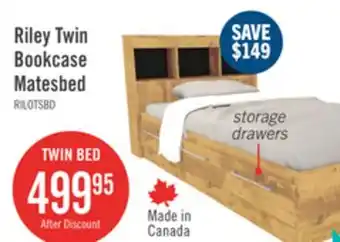 The Brick Riley Mates Bed with Bookcase Headboard Set for Kids, Made in Canada, Natural - Twin Size offer
