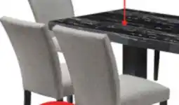 The Brick Burk 7pc Dining Set with Table & 6 Chairs, Resin Marble-Look Top, 72W - Black/White offer