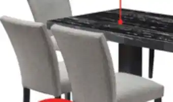 The Brick Burk 7pc Dining Set with Table & 6 Chairs, Resin Marble-Look Top, 72W - Black/White offer