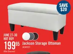 The Brick Jackson 40 Storage Ottoman - White Faux Leather offer