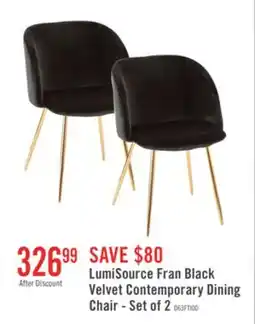 The Brick LumiSource Fran Black Velvet Contemporary Dining Chair - Set of 2 offer