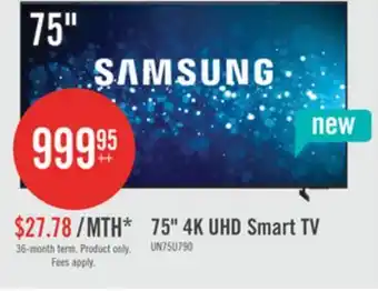 The Brick Samsung 75 U7900F Crystal UHD 4K Smart TV (UN75U7900FFXZC) offer