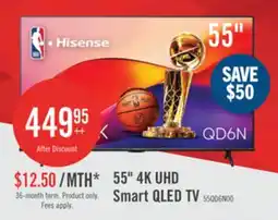 The Brick Hisense 55 QLED 4K UHD HDR10 Dolby Vision 60Hz Google Smart TV (55QD6N) offer