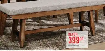 The Brick Cedar Dining Bench with Polyester Fabric, Pine Wood, Trestle-Base, 60W - Brown offer