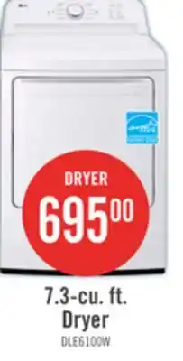The Brick LG 7.3 Cu. Ft. Electric Dryer - White - DLE6100W offer