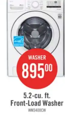 The Brick LG 5.2 Cu. Ft. Front-Load High-Efficiency Washer - White - Stackable - WM3400CW offer