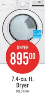The Brick LG 7.4 Cu. Ft. Electric Dryer - White - Stackable - DLE3400W offer
