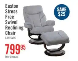 The Brick The Brick Easton 33.5 Chenille Fabric Stress Free Swivel Reclining Chair with Footrest - Silver Grey offer