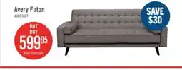 The Brick Avery 81.5 Linen-Look Fabric Klik Klak Futon with Tufting and Two Armrest Pillows - Grey offer