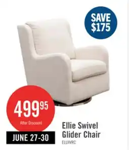 The Brick Ellie 29 Linen-Look Fabric Swivel Glider Accent Chair with Wingback and Recessed Arms - Beige offer