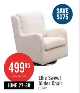 The Brick Ellie 29 Linen-Look Fabric Swivel Glider Accent Chair with Wingback and Recessed Arms - Beige offer