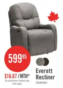 The Brick Made in Canada Everett 33.5 Fabric Reclining Chair - Grey offer