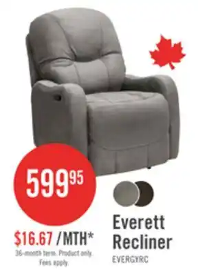 The Brick Made in Canada Everett 33.5 Fabric Reclining Chair - Grey offer
