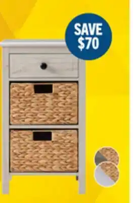 The Brick Jon 15.5 Chairside Table with 2 Baskets & Drawer - White Oak offer