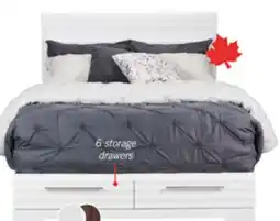 The Brick Olivia Platform Storage Bed with Headboard & Frame, Made in Canada, White - Queen Size offer