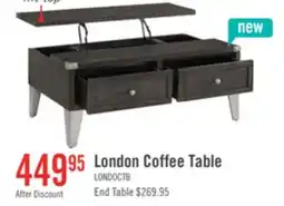 The Brick London 42 Industrial Coffee Table - Grey Wood Finish and Silvery Metal Legs offer