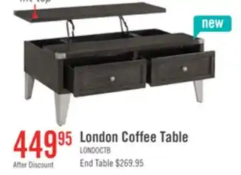 The Brick London 42 Industrial Coffee Table - Grey Wood Finish and Silvery Metal Legs offer