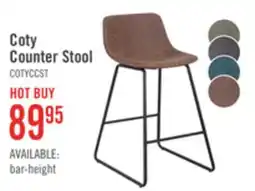 The Brick Coty Counter-Height Stool with Vegan Leather Fabric, Metal - Brown offer