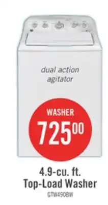 The Brick GE 4.9 Cu. FT. Top Load Dual Action Agitator Washer with SaniFresh Cycle - GTW490BMRWS offer