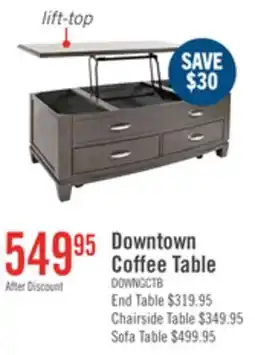The Brick Downtown 48 Modern Lift Top Coffee Table with Storage and Casters - Grey Brown Wood offer