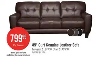 The Brick Curt 85 Genuine Leather Sofa with Button Tufting - Brown offer