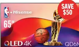 The Brick Hisense 65 QLED 4K UHD HDR10+ Dolby Vision 60Hz Google Smart TV (65QD6N) offer