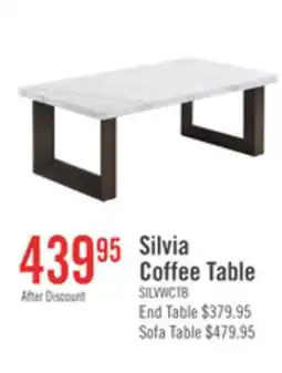 The Brick The Brick Silvia 48 Modern Coffee Table - White and Grey Marble Look with Brown Wood Legs offer