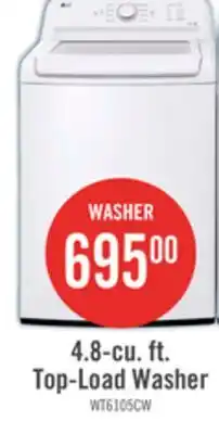 The Brick LG 4.8 Cu. Ft. Top-Load High-Efficiency Washer - White - WT6105CW offer