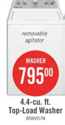 The Brick Whirlpool 4.4 Cu. Ft. Top-Load Washer - White - WTW4957PW offer