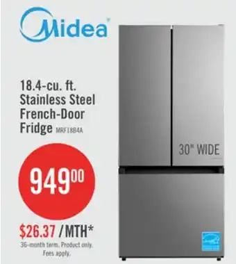 The Brick Midea 30 18.4 Cu. Ft. French-Door Refrigerator - Stainless Steel - MRF18B4AST offer