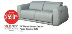 The Brick Gianna 76 Genuine Leather Power Reclining Sofa with Power Headrests and USB Ports - Spa Blue offer