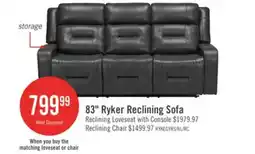 The Brick Ryker 82.5 Faux Leather Reclining Sofa with Storage Arms - Grey offer