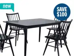 The Brick Astro 5pc Dining Set with Table & 4 Spindle-Back Chairs, 59.1W - Black offer