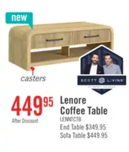 The Brick Lenore 48 Modern Coffee Table with Storage, Shelf and Casters - Natural offer