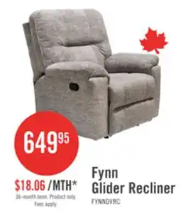 The Brick Made in Canada Fynn 40 Chenille Fabric Glider Reclining Chair - Dove Grey offer