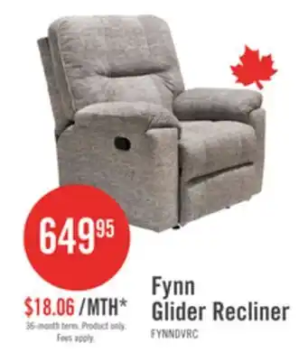 The Brick Made in Canada Fynn 40 Chenille Fabric Glider Reclining Chair - Dove Grey offer