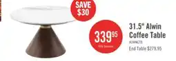 The Brick Alwin 31.5 Modern Round Coffee Table with White Sintered Stone Top - Brown offer