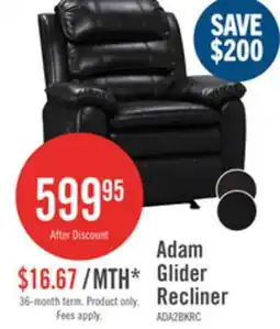 The Brick Adam 34.45 Leather-Look Fabric Glider Reclining Chair - Black offer