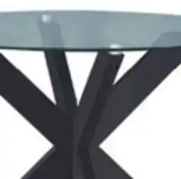 The Brick Remi Dining Table with Glass Top & Wood Geometric Base, 42W Round - Black offer