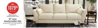 The Brick Chateau d'Ax Lusso 92 100% Genuine Leather Sofa with Wood Legs - Smoke Grey offer