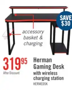 The Brick Herman 50 Gaming Office Desk - Black with Red Trim offer