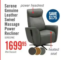 The Brick Serene 31 Genuine Leather Power Reclining Massage Chair with Power Headrest and Heated Seat - Grey offer